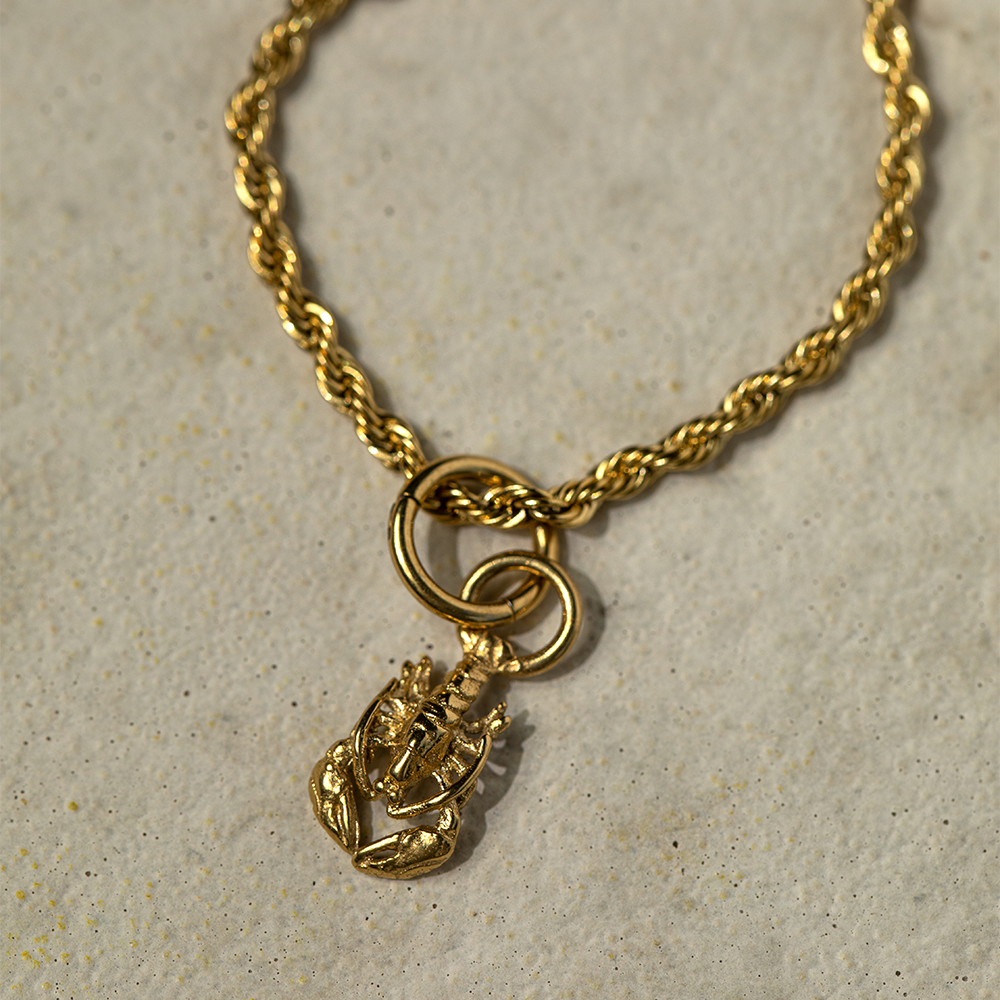Set Lobster Charm und Armkette Gold