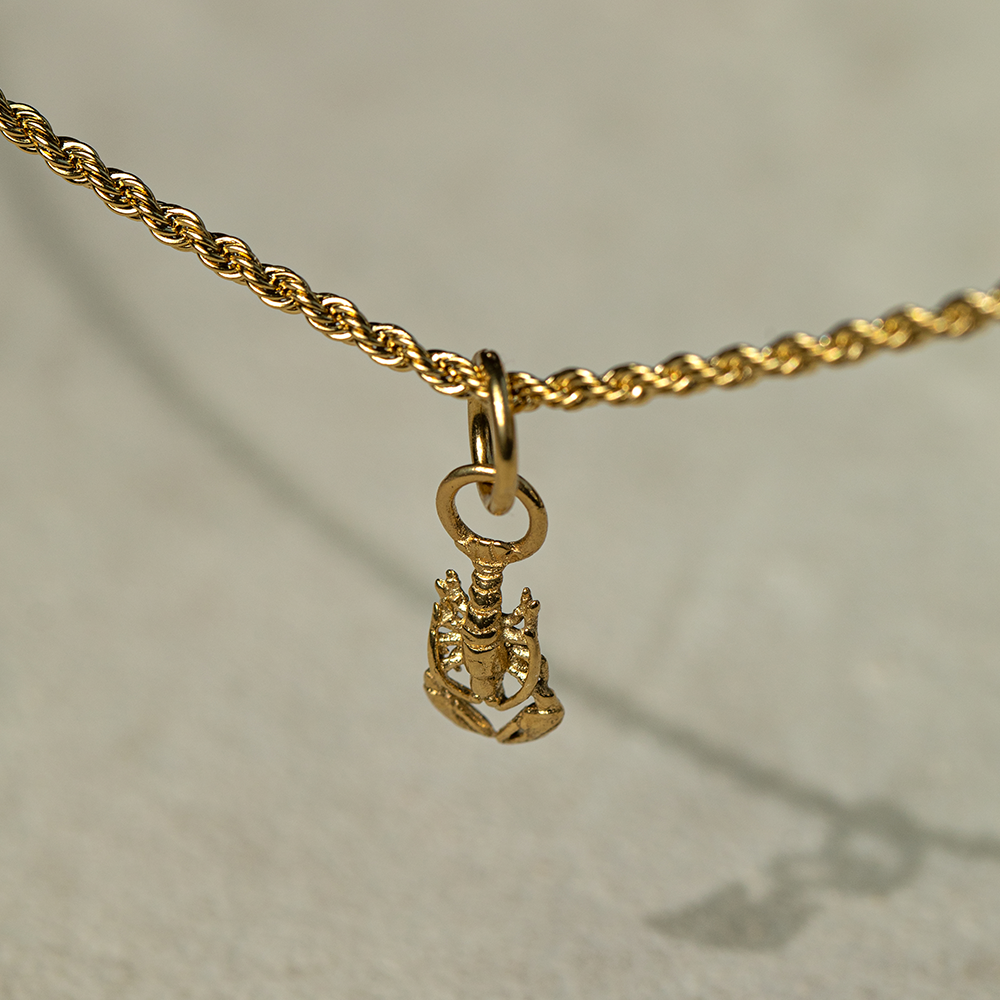 Set Lobster Charm und Halskette Gold