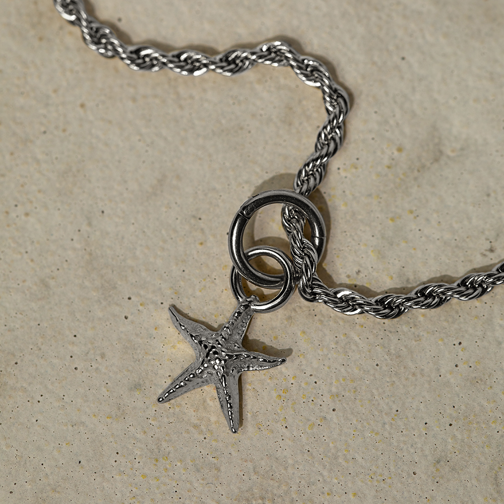 Set Starfish Charm und Armkette Silber