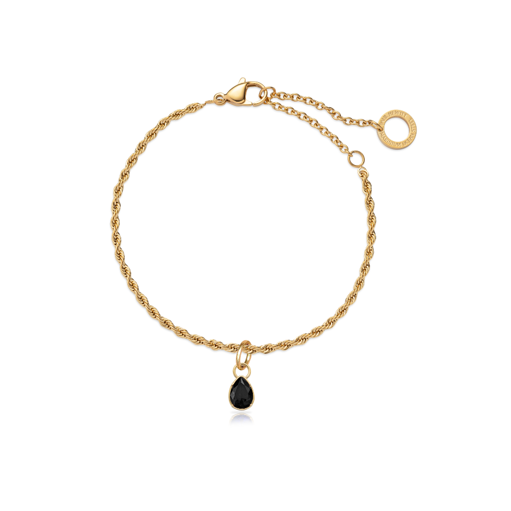 Set Black Stone Charm und Armkette Gold