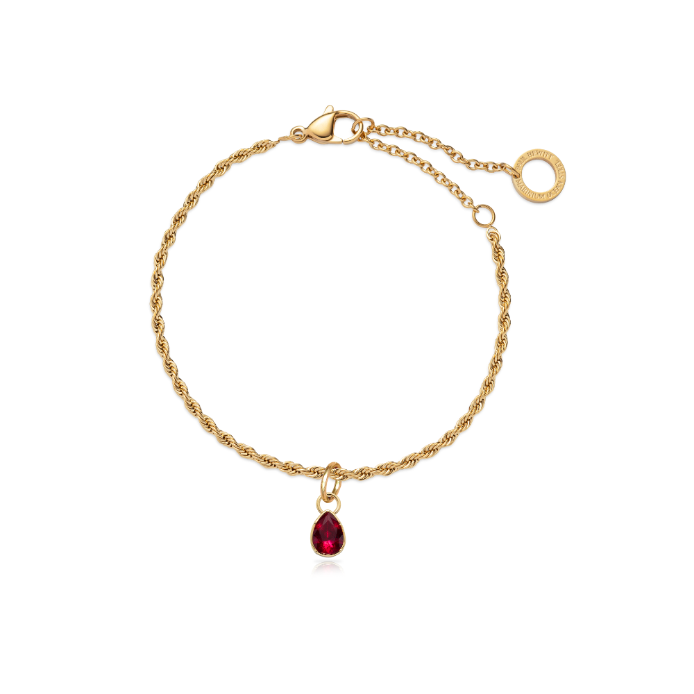 Set Red Stone Charm und Armkette Gold