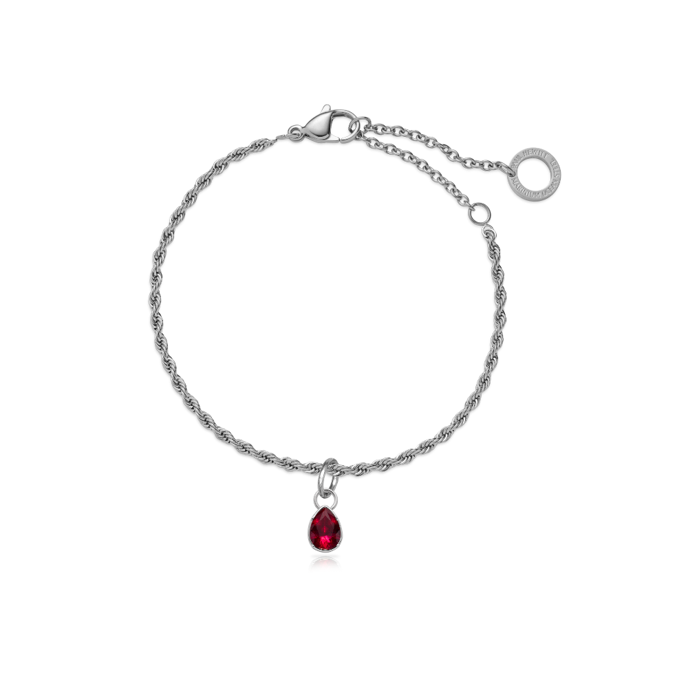 Set Red Stone Charm und Armkette Silber