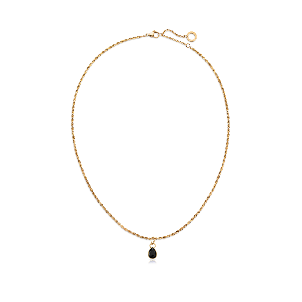 Set Black Stone Charm und Halskette Gold
