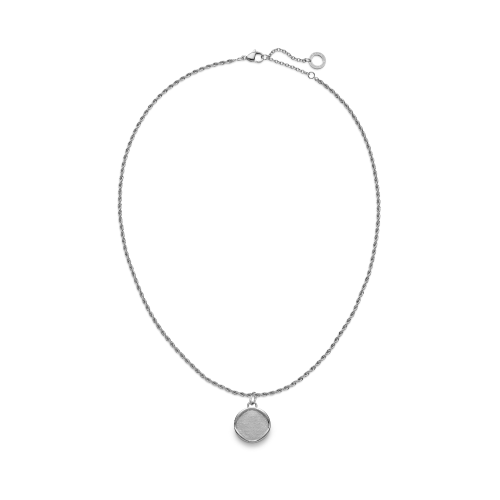 Set Engravable Coin Charm und Halskette Silber