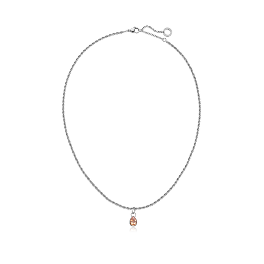 Rope-Necklace-Peach-Stone-Charm-Silver-MariniumNEW-SIZE