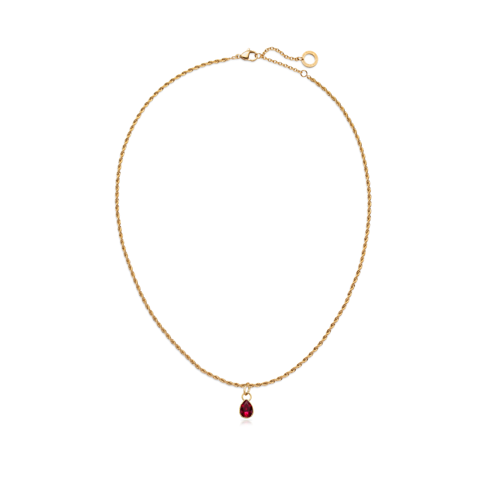 Set Red Stone Charm und Halskette Gold
