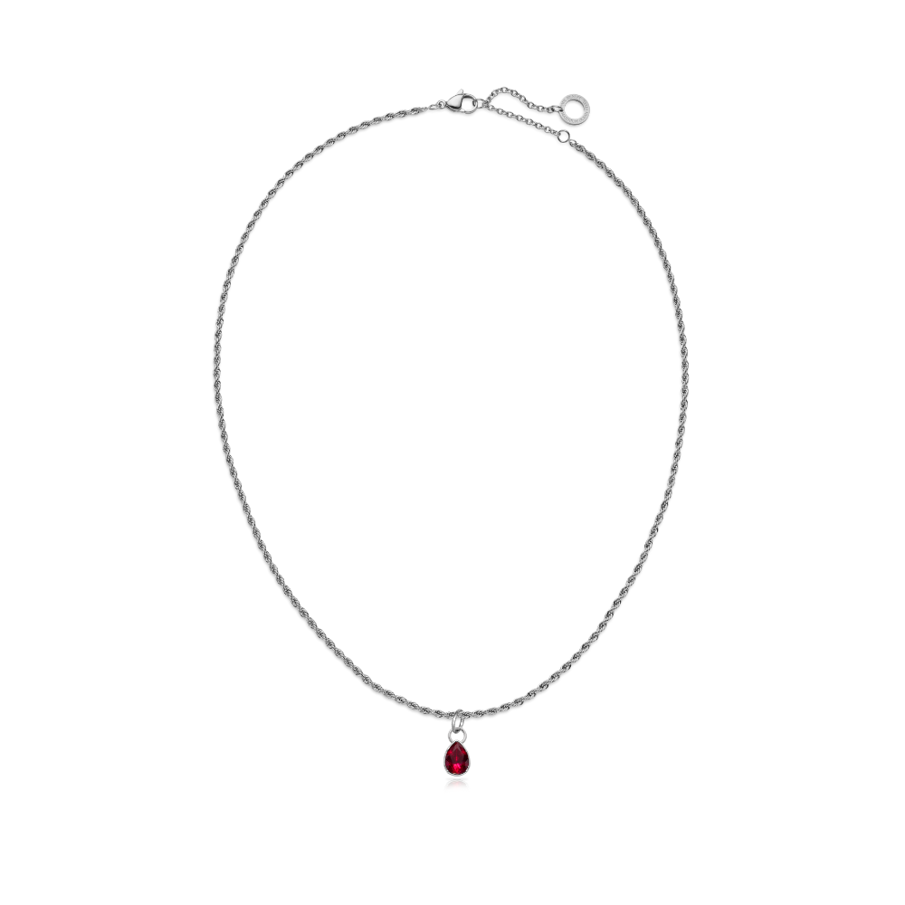 Set Red Stone Charm und Halskette Silber