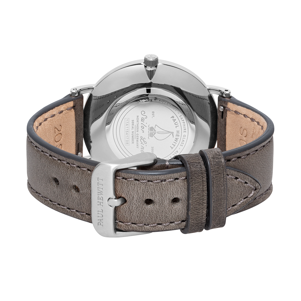 Uhr Sailor White Sand Silber Leder Grau