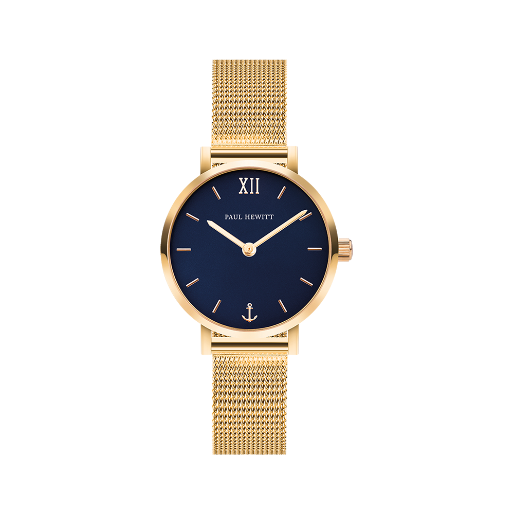 Uhr Modest Blue Lagoon Gold Mesh