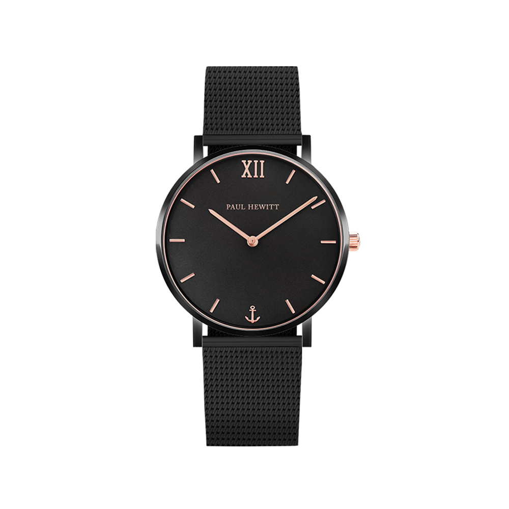 Uhr Sailor Black Sunray Schwarz Roségold Mesh Schwarz
