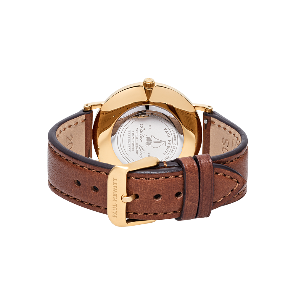 Uhr Sailor White Sand Gold Leder Braun