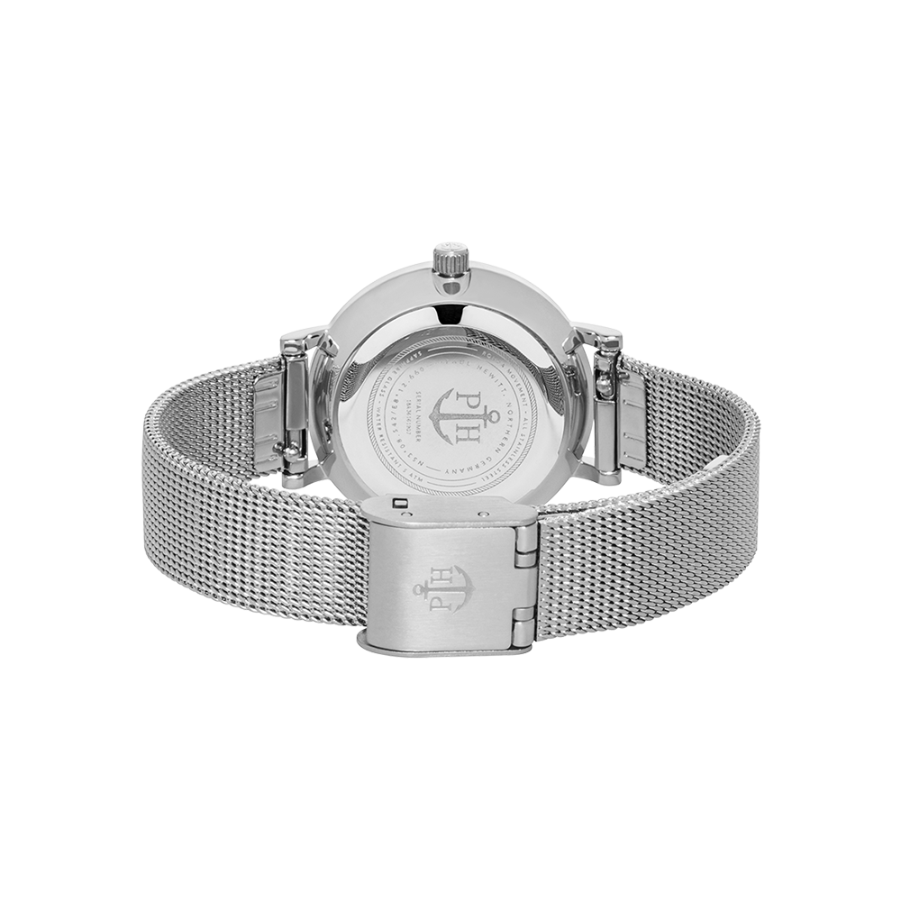 Uhr Modest White Sand Silber Mesh