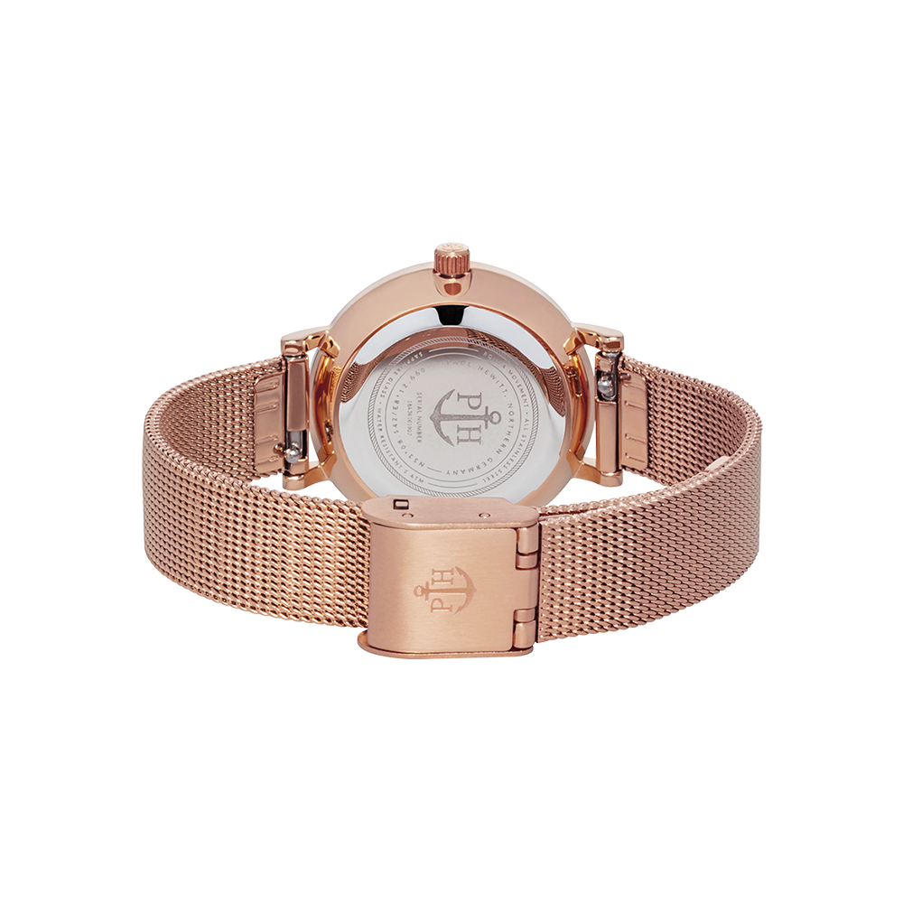 Uhr Modest Blue Lagoon Roségold Mesh