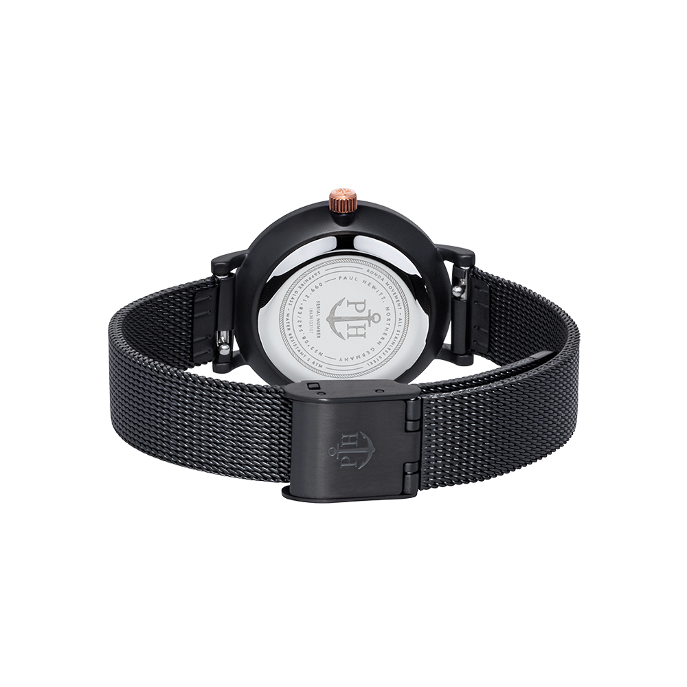 Uhr Modest Black Sunray Schwarz Roségold Mesh Schwarz