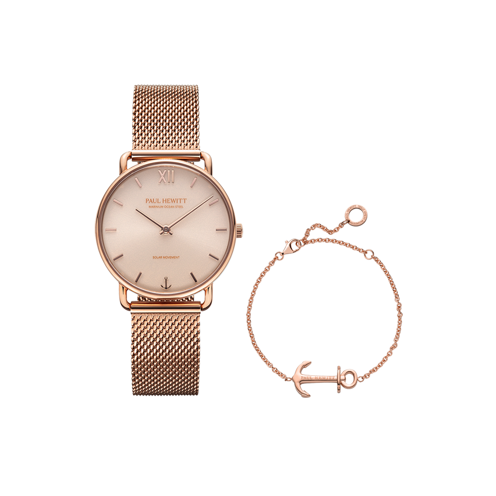 Set Sailor 33 mm Uhr und The Anchor Armkette Roségold
