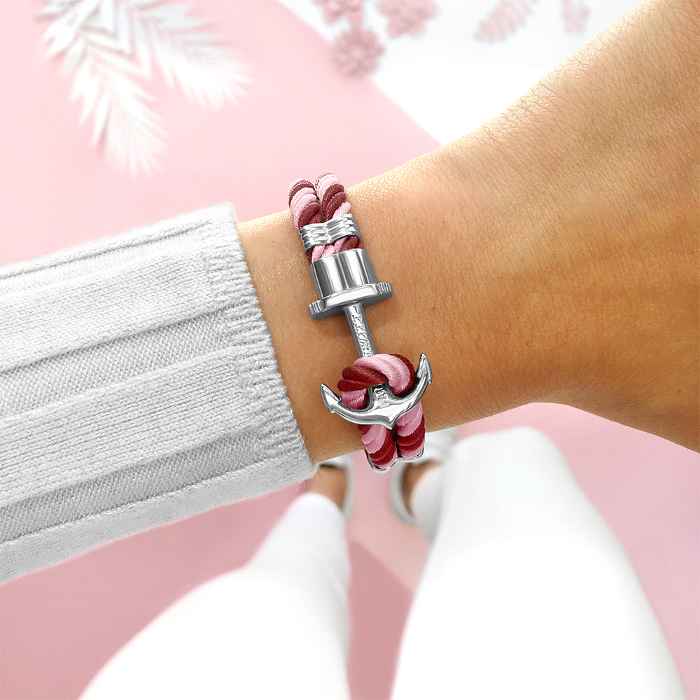 Ankerarmband Phrep Silber Nylon Aurora Dark Berry