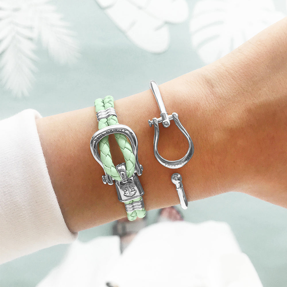 Armband Phinity Silber Leder Mint