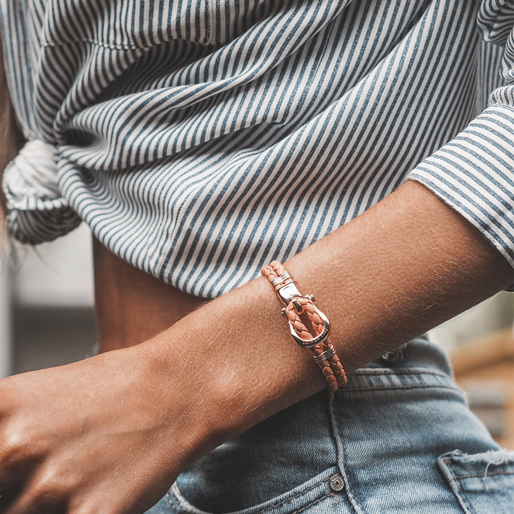 Armband Phinity Roségold Leder Apricot