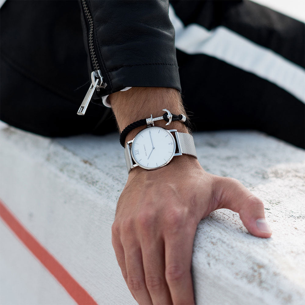 Ankerarmband Phrep Lite Silber Nylon Schwarz