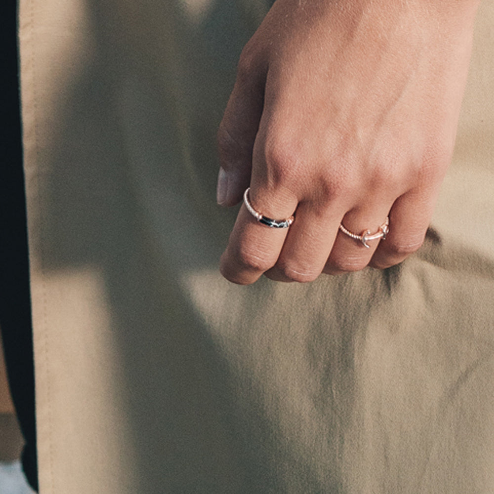 Ring Starboard Roségold Black Marble