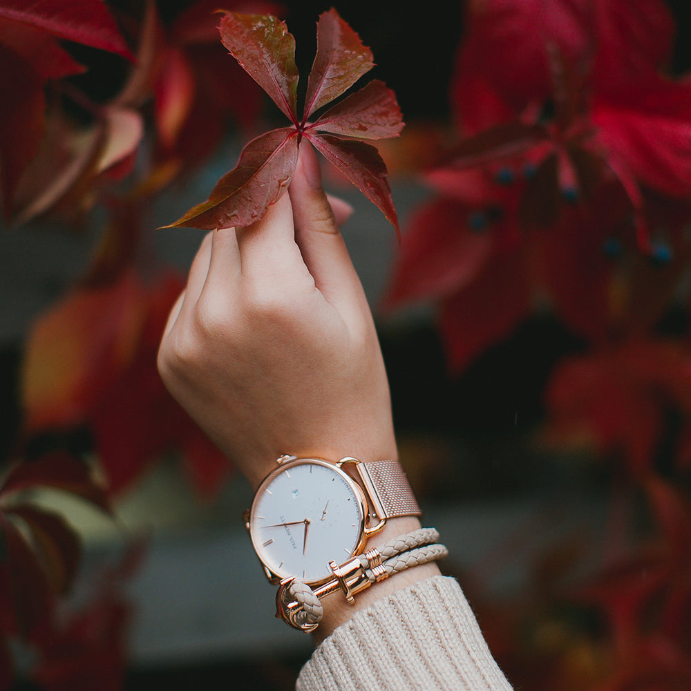 Ankerarmband Phrep Roségold Leder Hazelnut