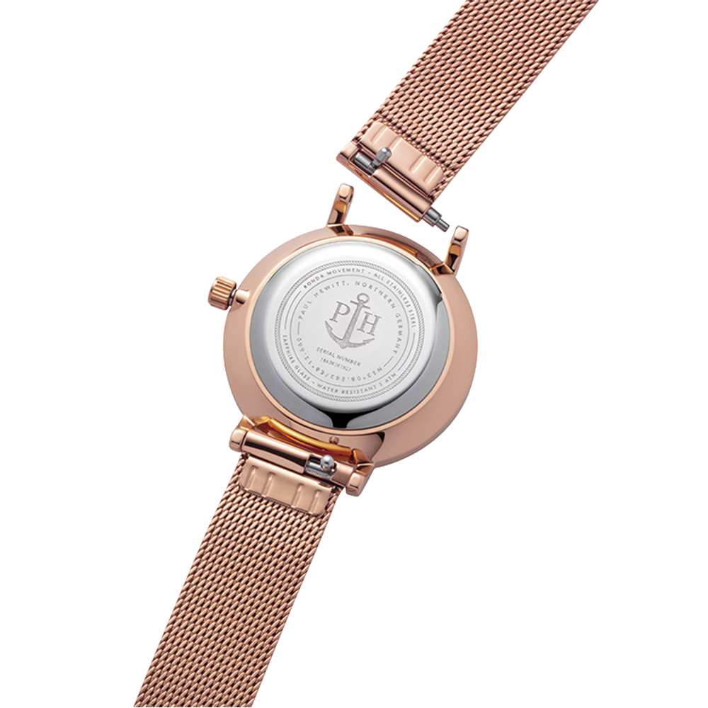 Uhr Modest Blue Lagoon Roségold Mesh