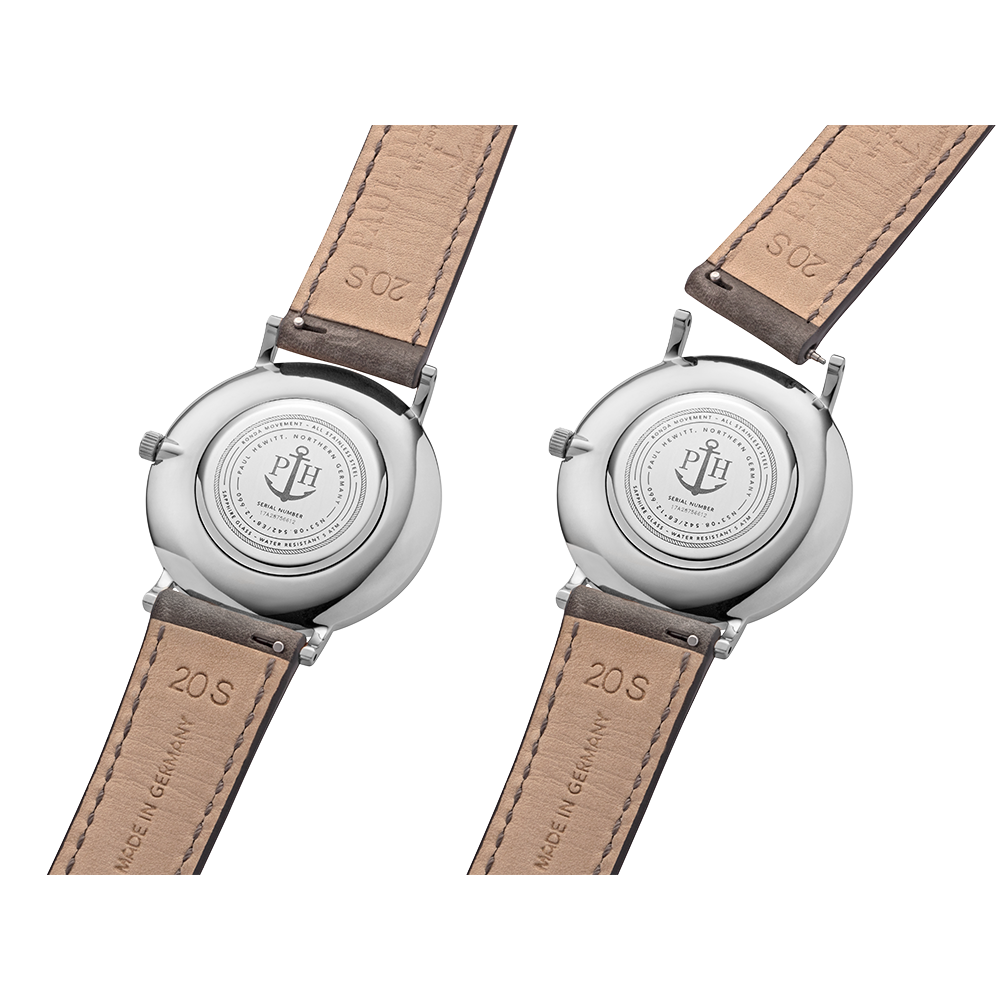 Uhr Sailor White Sand Silber Leder Grau