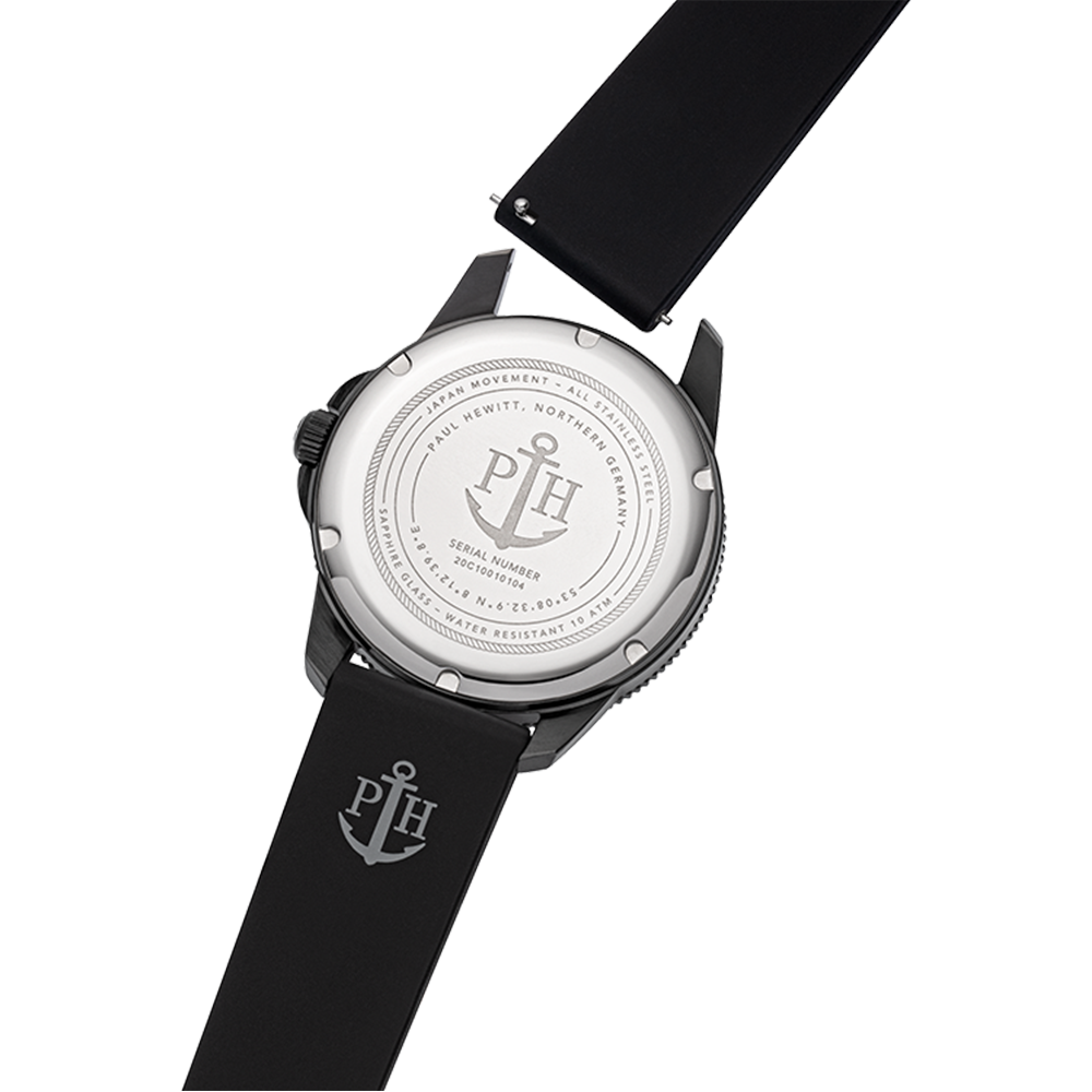 Uhr Tide Runner Pure Black Gun Metal Rubber Schwarz