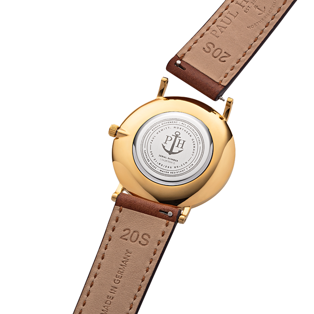 Uhr Sailor White Sand Gold Leder Braun