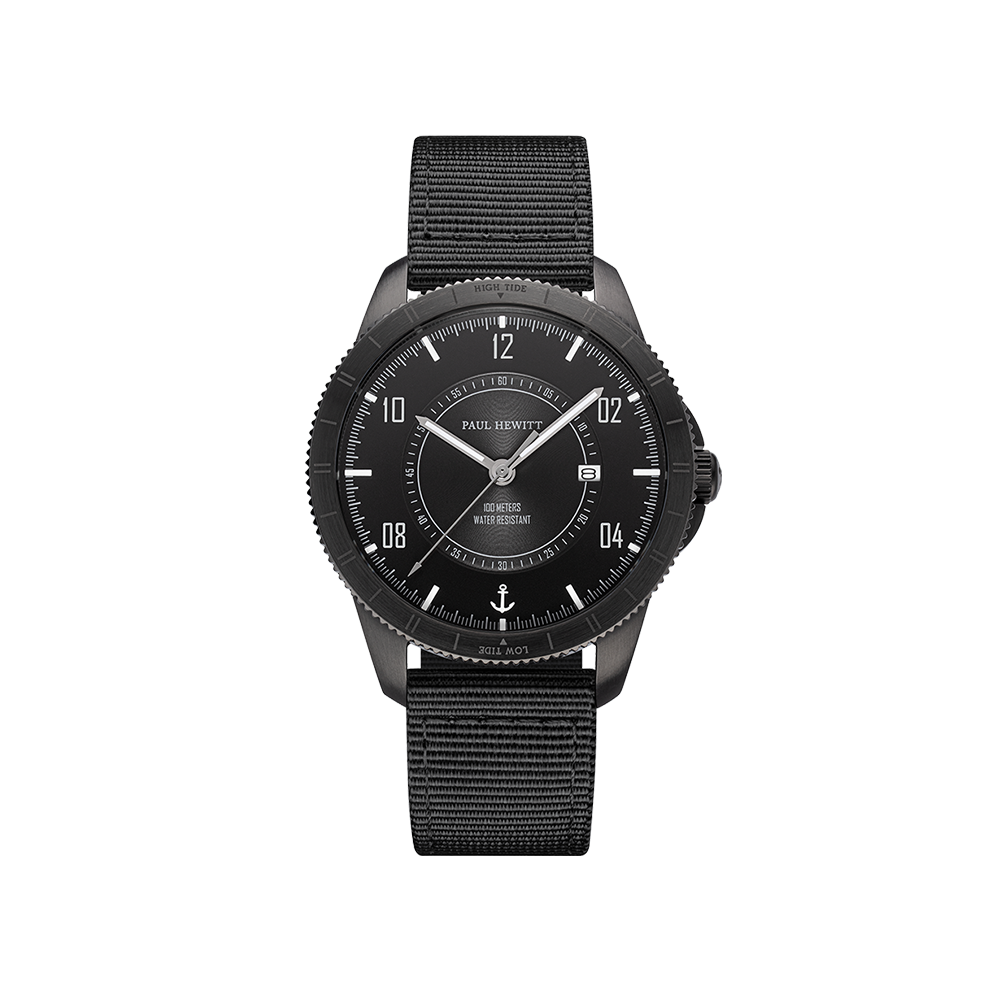 Uhr Tide Runner Pure Black Gun Metal Rubber Schwarz