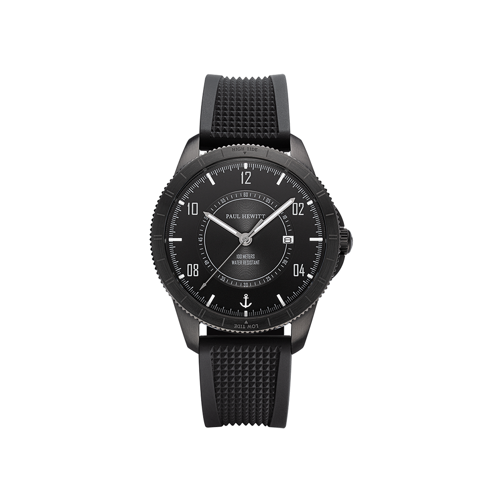 Uhr Tide Runner Pure Black Gun Metal Rubber Schwarz