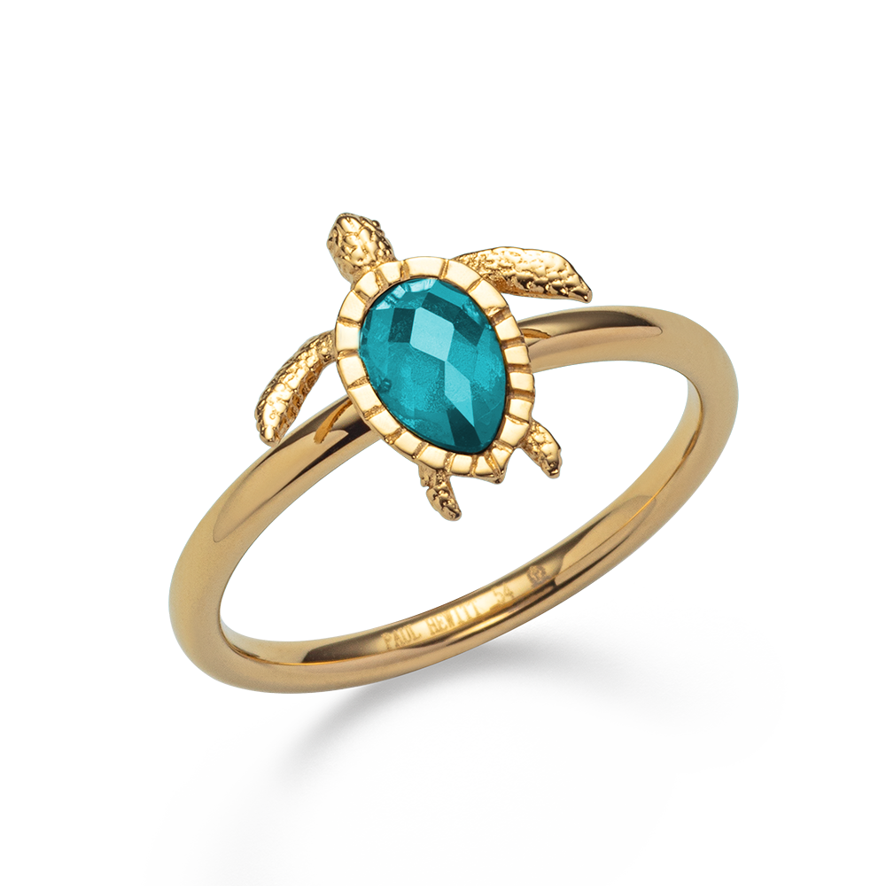 Turtle Ring Aquamarine Gold