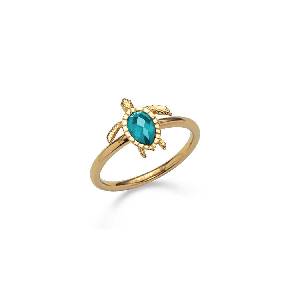 Turtle Ring Aquamarine Gold