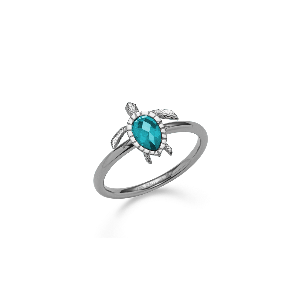 Turtle Ring Aquamarine Silber