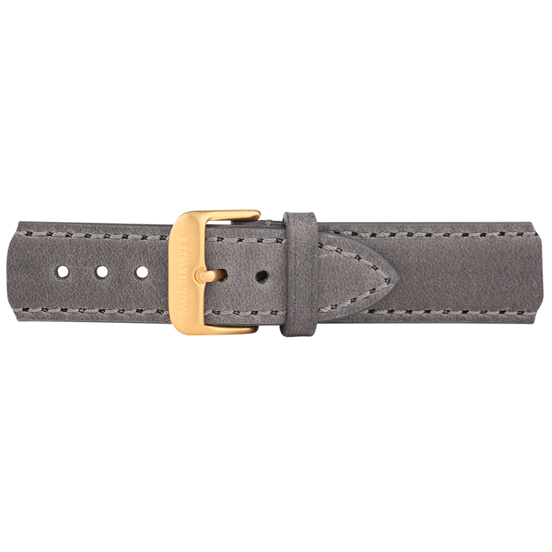 Watch strap leather gold gray 20 mm