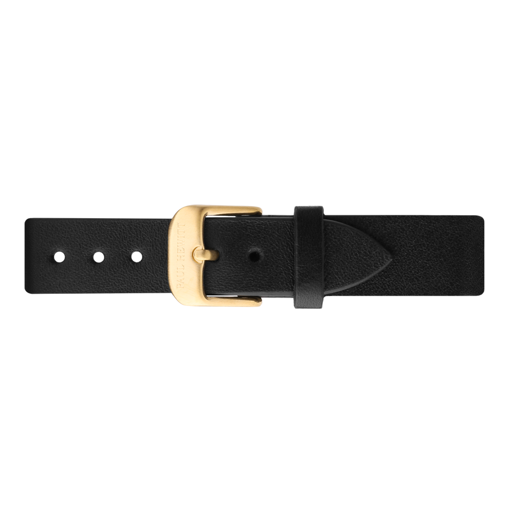 Uhrenarmband Leder Gold Schwarz 16 mm