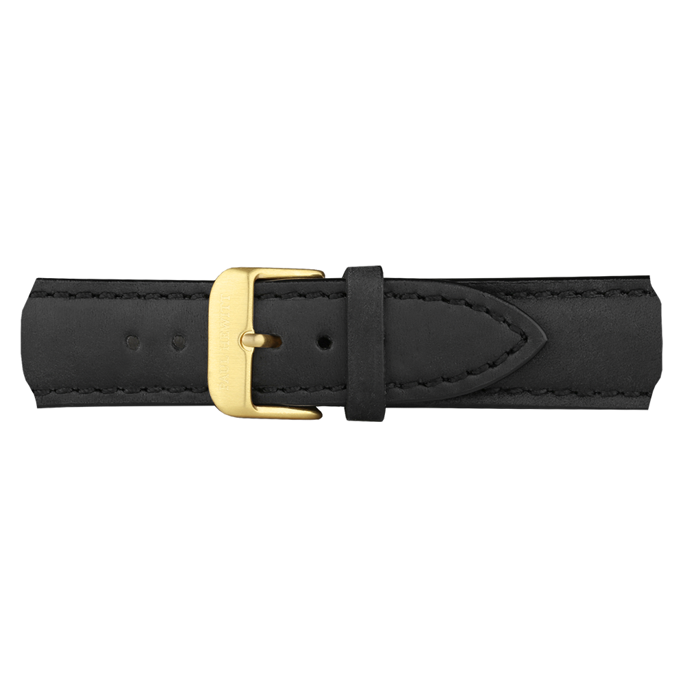 Uhrenarmband Leder Gold Schwarz 20 mm