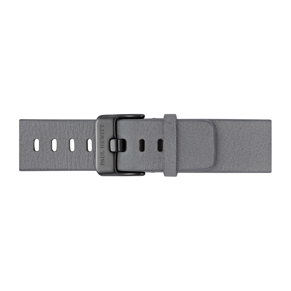 Uhrenarmband Leder Schwarz Light Grey 20 mm