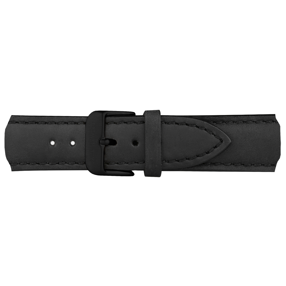 Uhrenarmband Leder Schwarz 20 mm