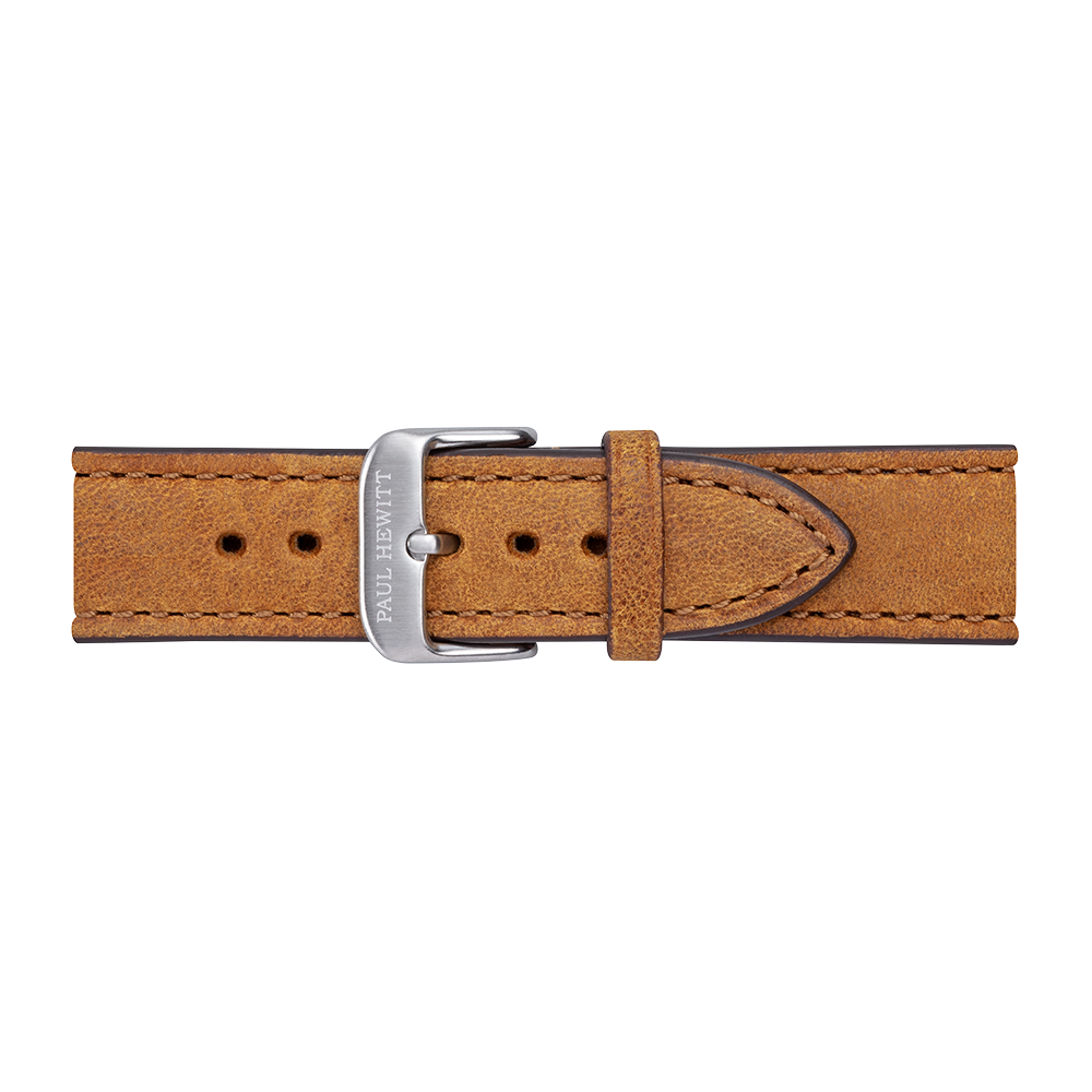 Uhrenarmband Leder Silber Mustard 20 mm