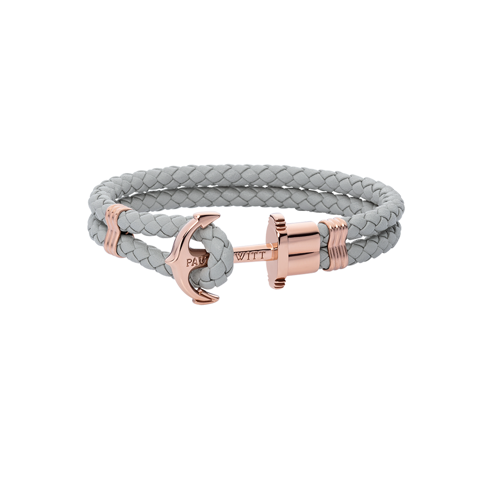 Ankerarmband Phrep Roségold Leder Grau