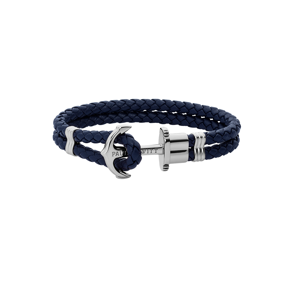 Ankerarmband Phrep Silber Leder Marineblau