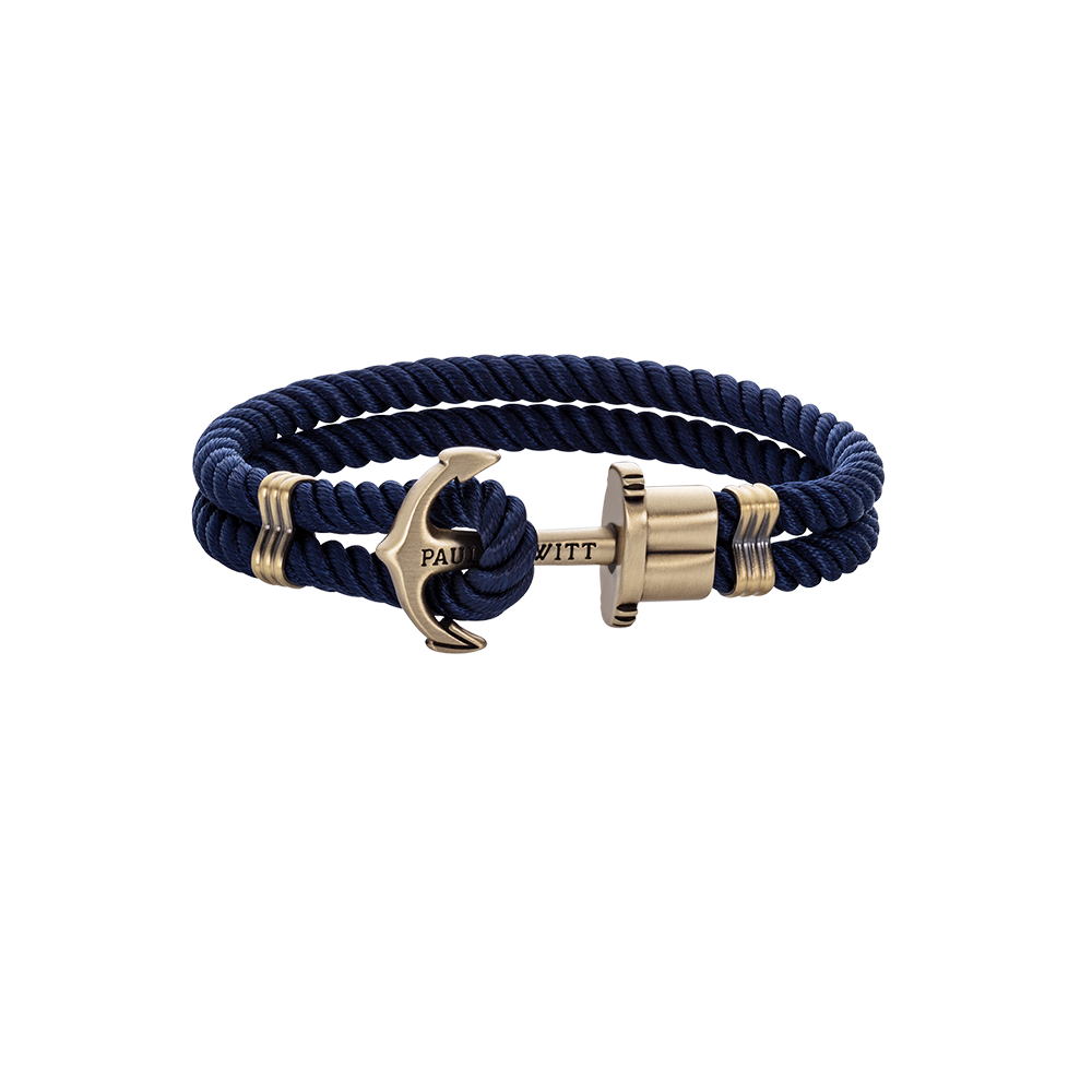 Ankerarmband Phrep Messing Nylon Marineblau