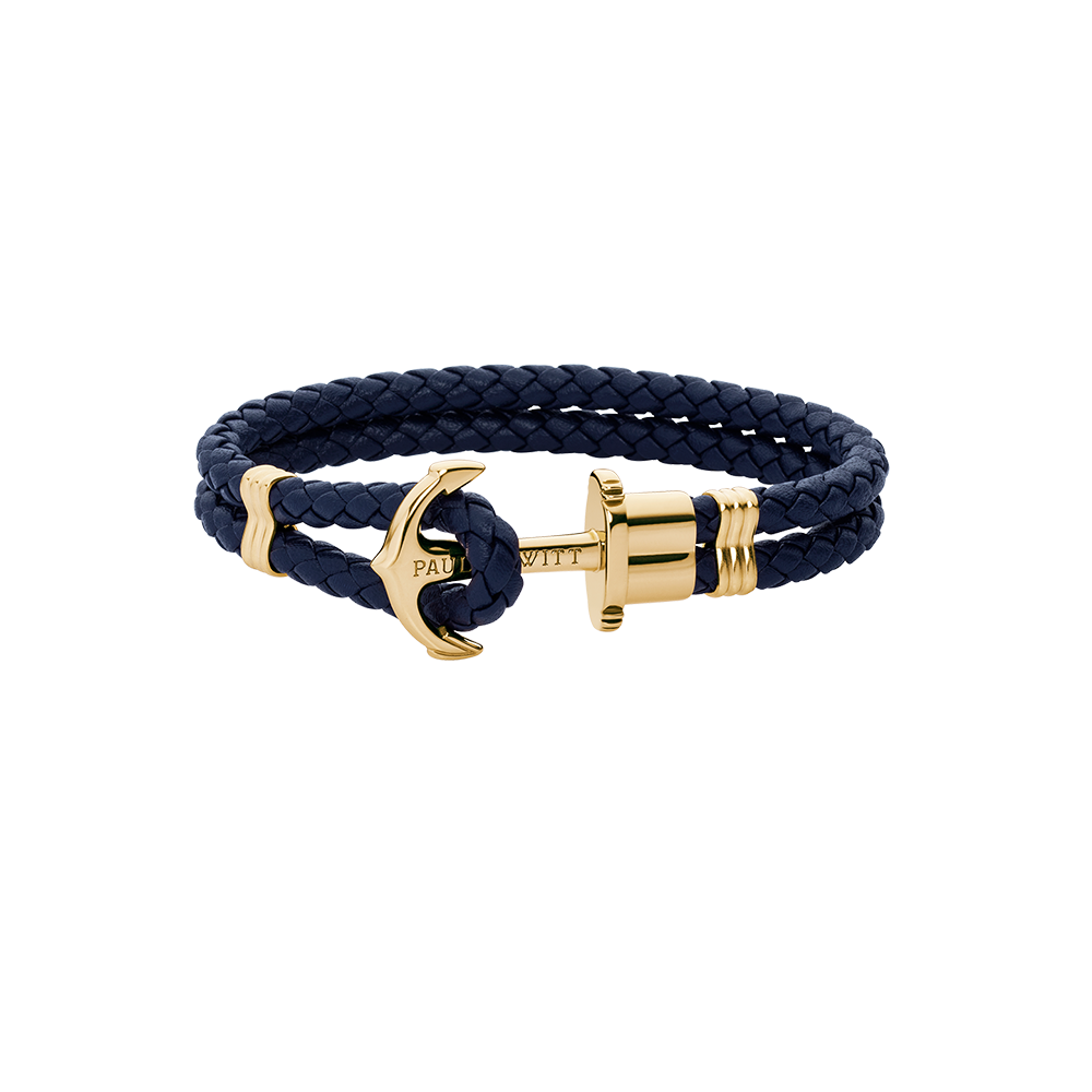 Ankerarmband Phrep Gold Leder Marineblau